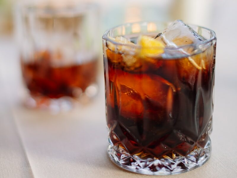 a close up of a drink on a table